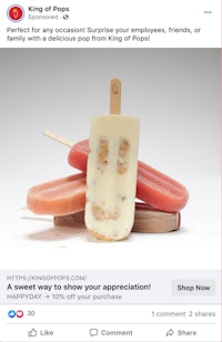 king of pops facebook ad