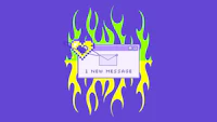 an image of an email with flames on it