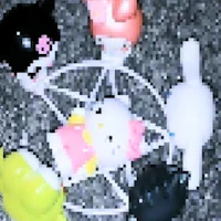 hello kitty toys in a circle on the floor