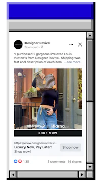 a facebook ad showing a woman in jeans and a purse