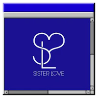a blue computer screen with the word sister love on it